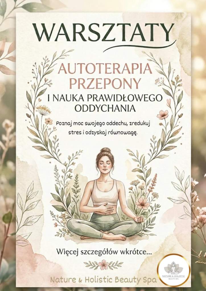Plakat: Warsztaty oddechowe — autoterapia przepony i świadomy oddech