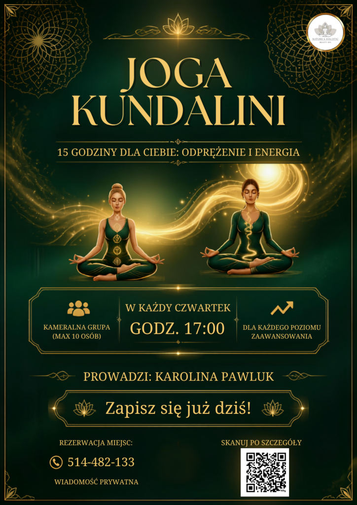 Plakat: Joga Kundalini — czas na ruch, oddech i zatrzymanie